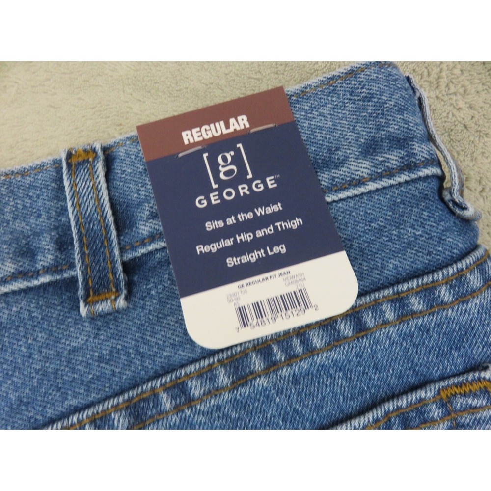 George Men's Blue Straight Leg 100% Cotton Comfy Regular‎ Jenas Size 44x30 - Picture 11 of 14